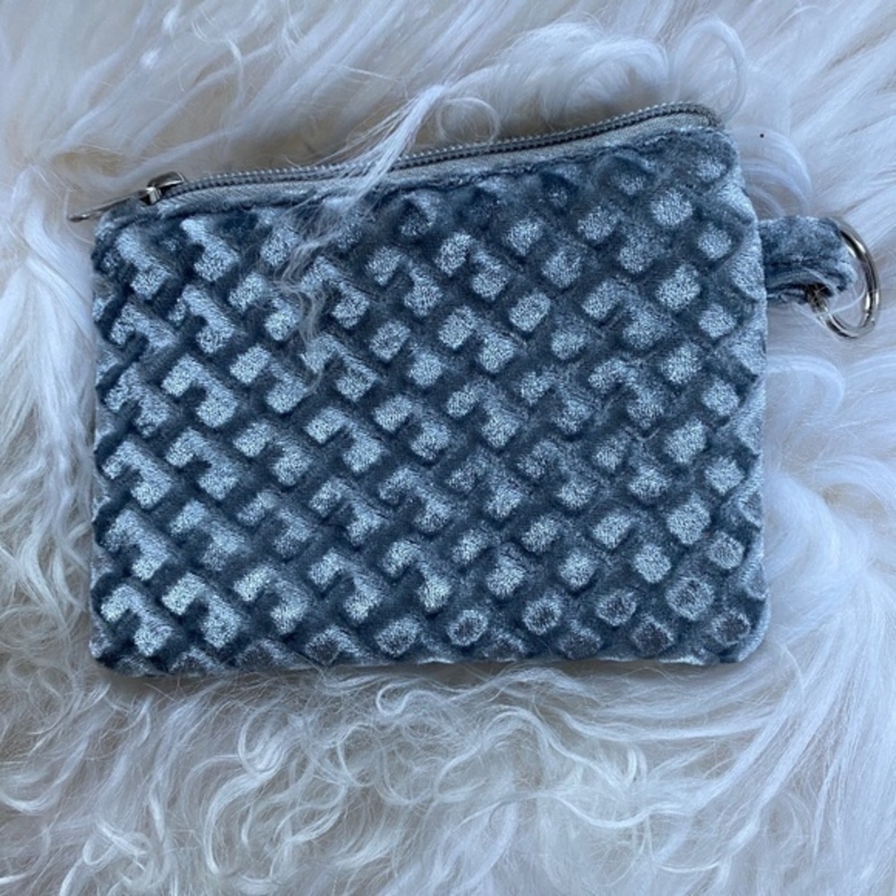 Anthropologie Grey  Velvet Keychain Pouch